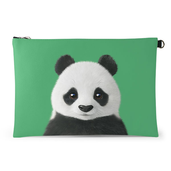 Pang the Giant Panda Leather Clutch (Flat)