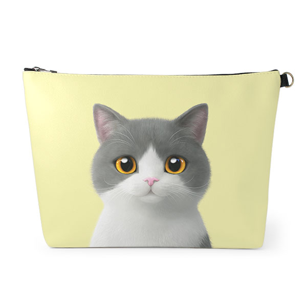 Max the British Shorthair Leather Clutch (Triangle)