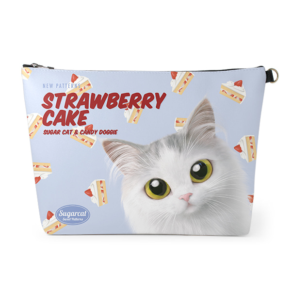 Rangi the Norwegian forest’s Strawberry Cake New Patterns Leather Clutch (Triangle)