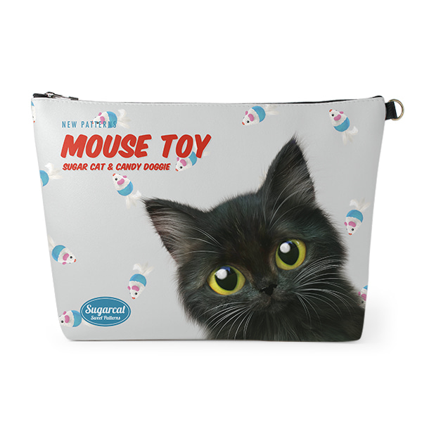 Ruru the Kitten’s Mouse Toy New Patterns Leather Clutch (Triangle)