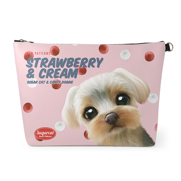 Sarang the Yorkshire Terrier’s Strawberry &amp; Cream New Patterns Leather Clutch (Triangle)
