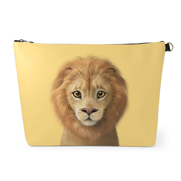 Lager the Lion Leather Clutch (Triangle)