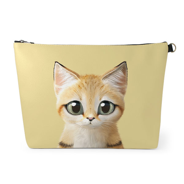 Sandy the Sand cat Leather Clutch (Triangle)