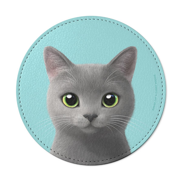 Chico the Russian Blue Leather Coaster