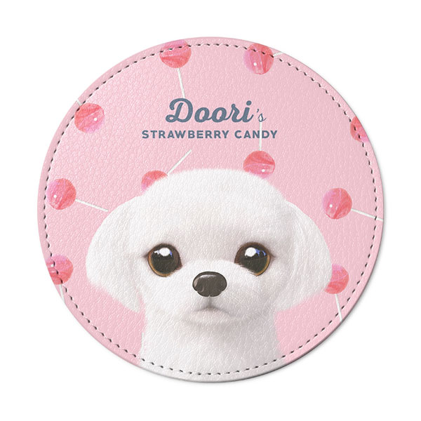 Doori’s Strawberry Candy Leather Coaster