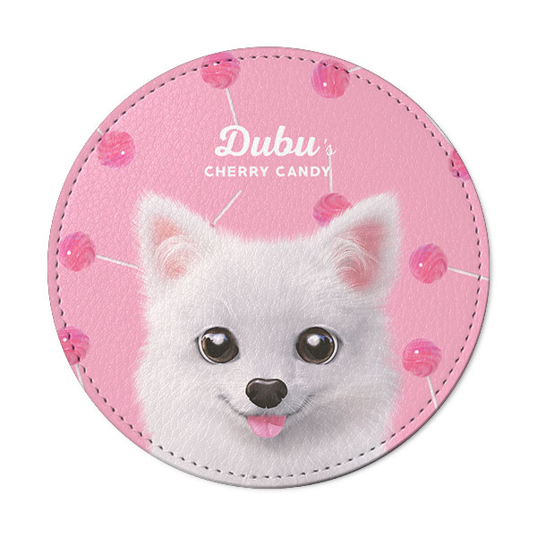 Dubu the Spitz’s Cherry Candy Leather Coaster
