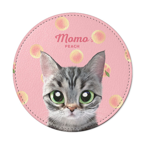 Momo the American shorthair cat’s Peach Leather Coaster