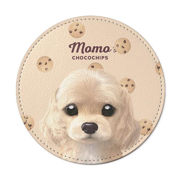 Momo the Cocker Spaniel’s Chocochips Leather Coaster