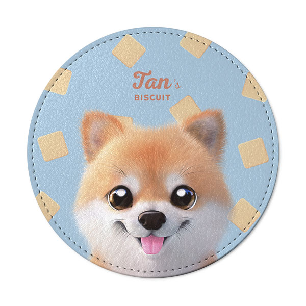 Tan the Pomeranian’s Biscuit Leather Coaster