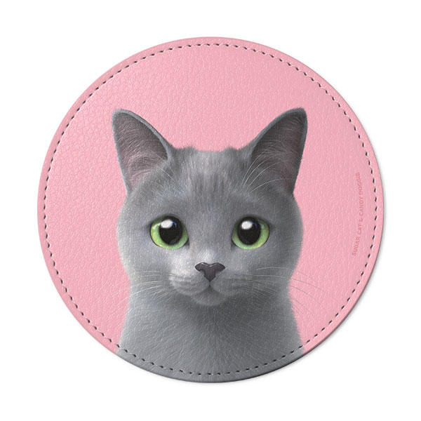 Sarang the Russian Blue Leather Coaster