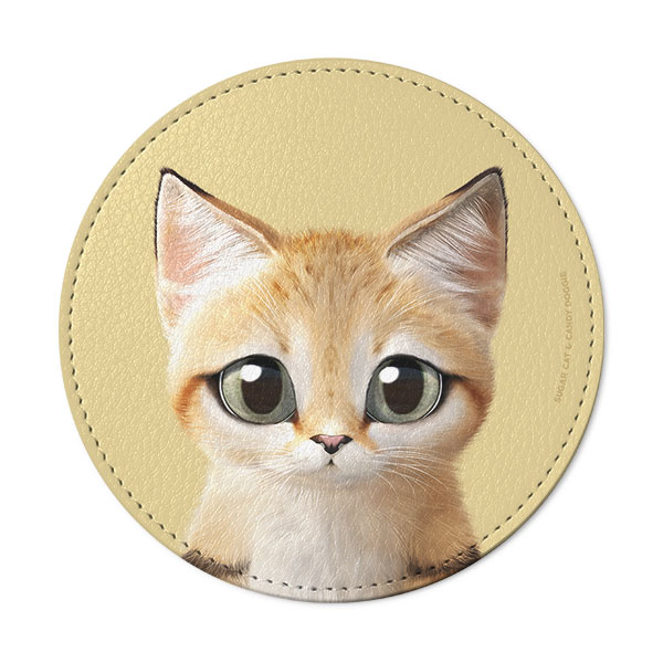 Sandy the Sand cat Leather Coaster