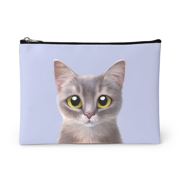 Leo the Abyssinian Blue Cat Leather Pouch