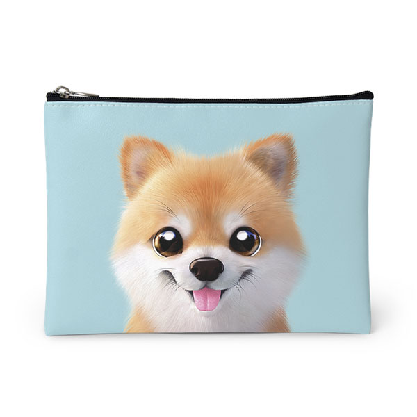 Tan the Pomeranian Leather Pouch