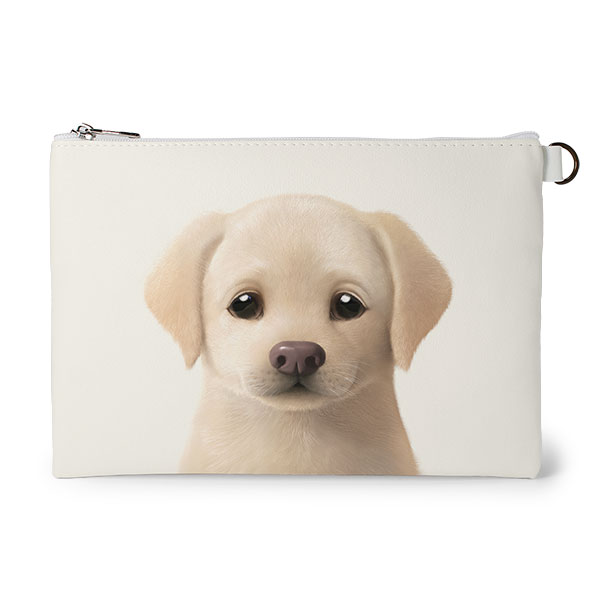 Butter the Labrador Retriever Leather Flat Pouch