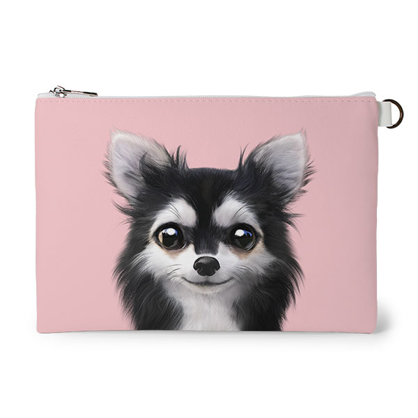 Cola the Chihuahua Leather Flat Pouch