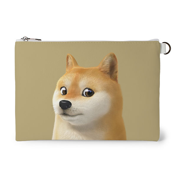 Doge the Shiba Inu (GOLD ver.) Leather Flat Pouch