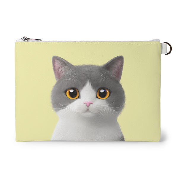 Max the British Shorthair Leather Flat Pouch