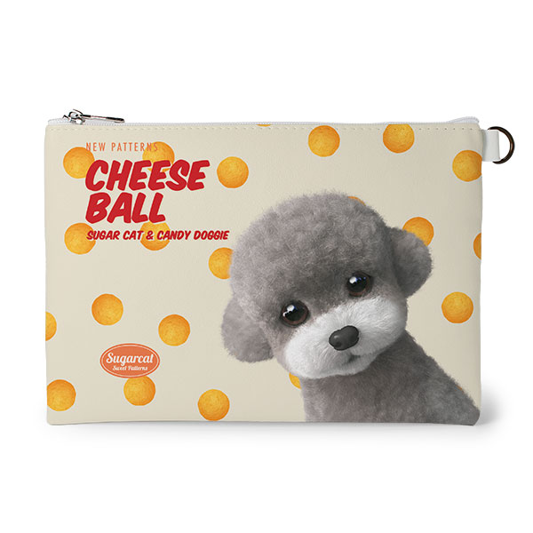 Earlgray the Poodle&#039;s Cheese Ball New Patterns Leather Flat Pouch