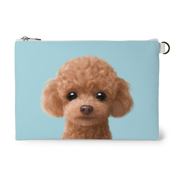 Ruffy the Poodle Leather Flat Pouch
