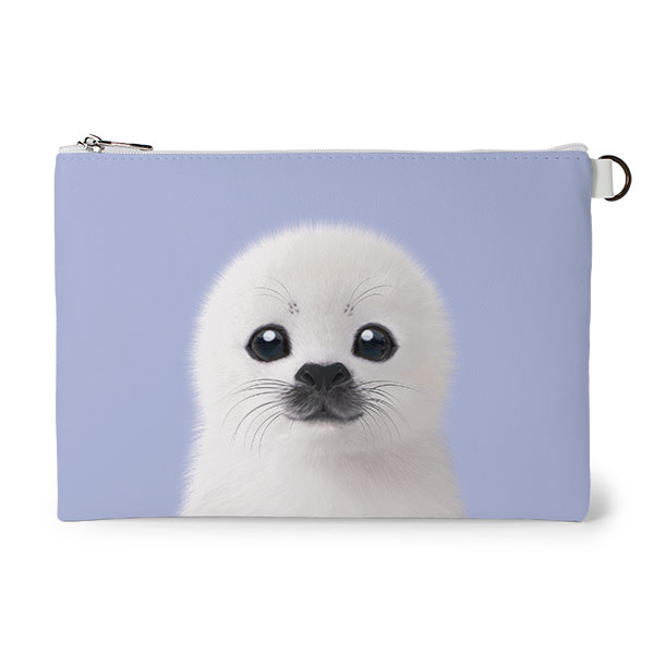 Juju the Harp Seal Leather Flat Pouch