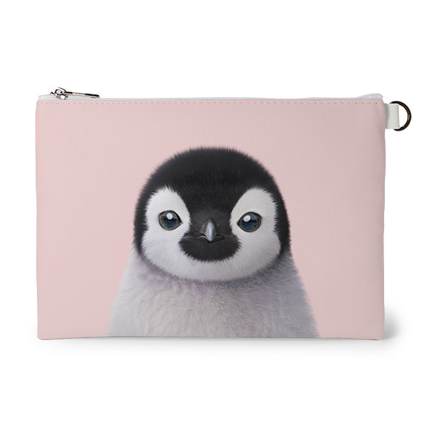Peng Peng the Baby Penguin Leather Flat Pouch