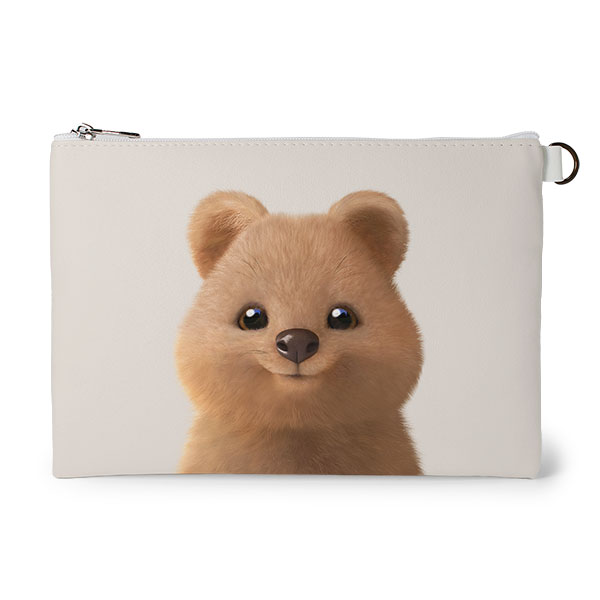 Toffee the Quokka Leather Flat Pouch