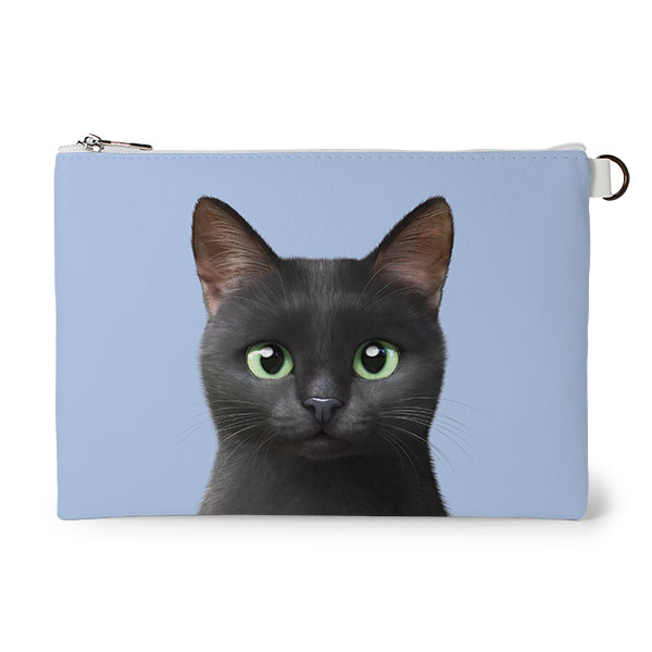 Zoro the Black Cat Leather Flat Pouch