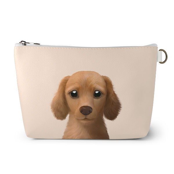 Baguette the Dachshund Leather Triangle Pouch