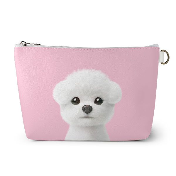 Louis the Bichon Frise Leather Triangle Pouch