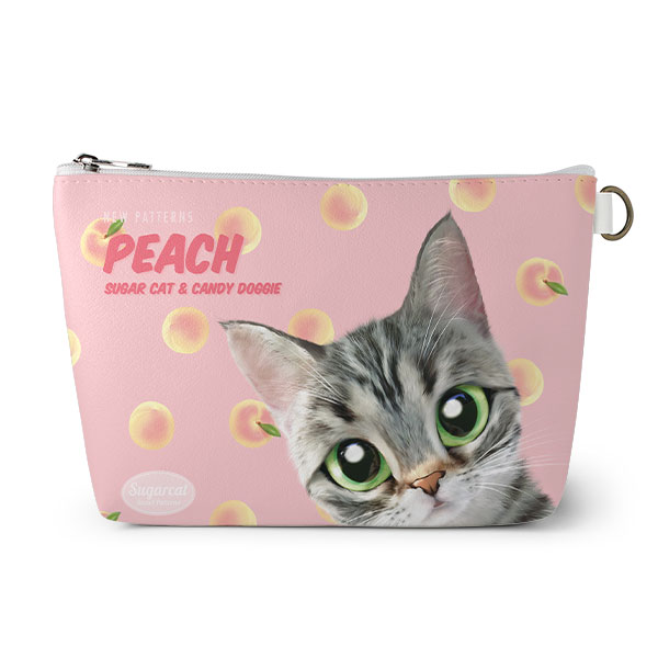 Momo the American shorthair cat’s Peach New Patterns Leather Triangle Pouch
