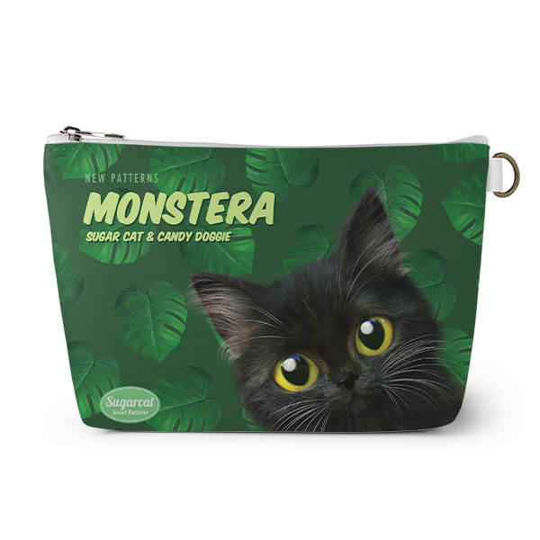 Ruru the Kitten’s Monstera New Patterns Leather Triangle Pouch