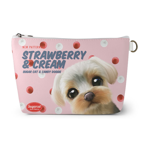 Sarang the Yorkshire Terrier’s Strawberry &amp; Cream New Patterns Leather Triangle Pouch