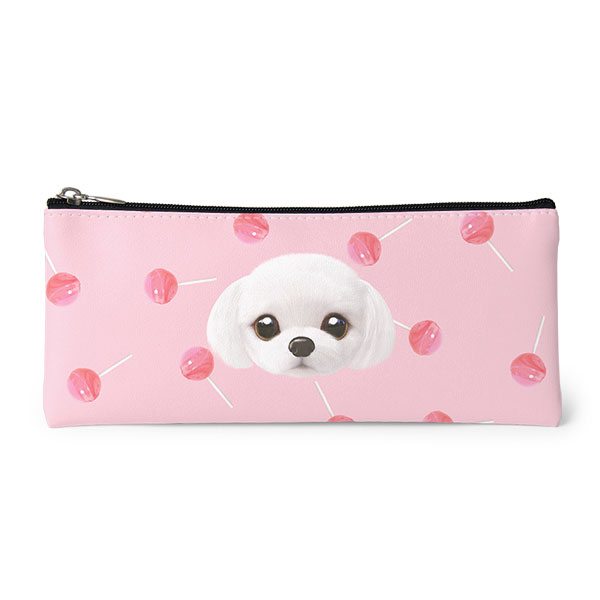 Doori’s Strawberry Candy Face Leather Pencilcase