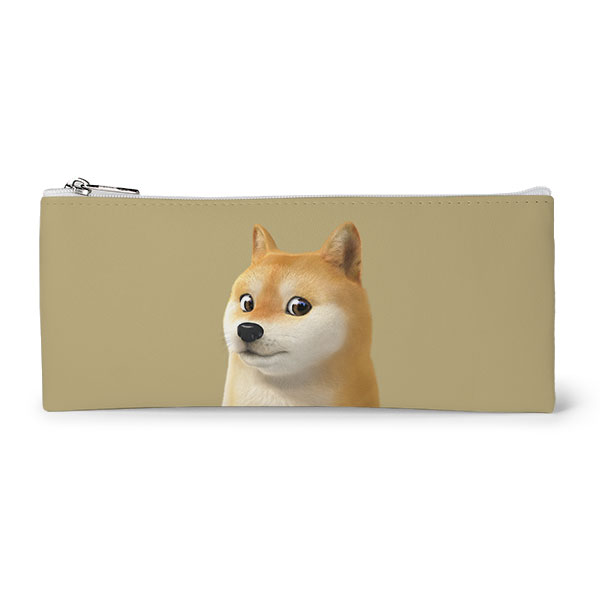 Doge the Shiba Inu (GOLD ver.) Leather Flat Pencilcase
