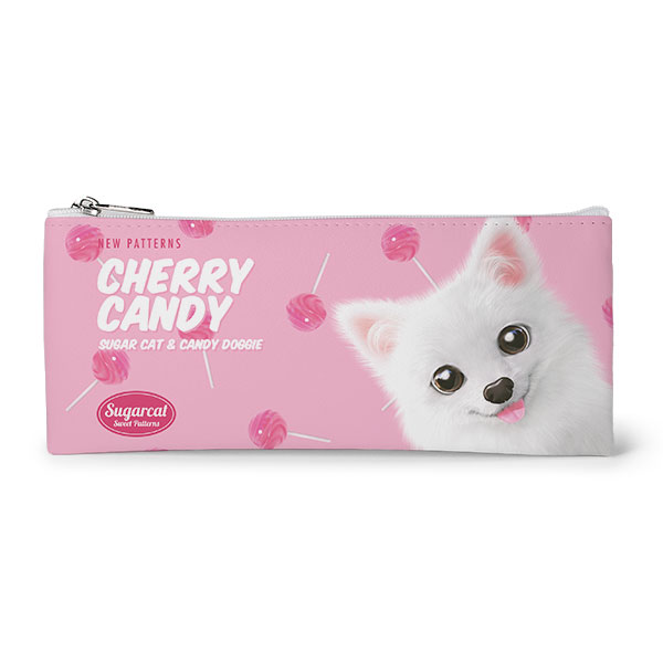 Dubu the Spitz’s Cherry Candy New Patterns Leather Flat Pencilcase
