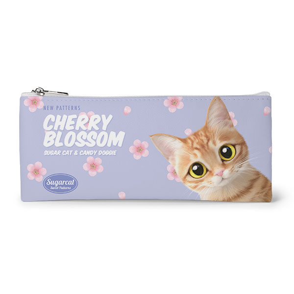Ssol’s Cherry Blossom New Patterns Leather Flat Pencilcase