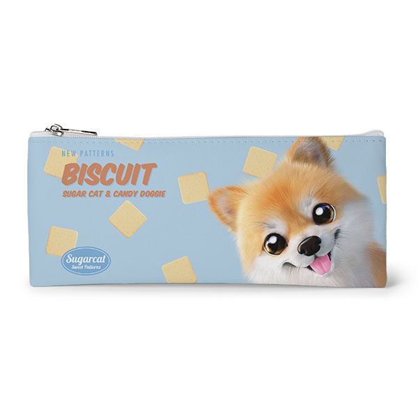 Tan the Pomeranian’s Biscuit New Patterns Leather Flat Pencilcase