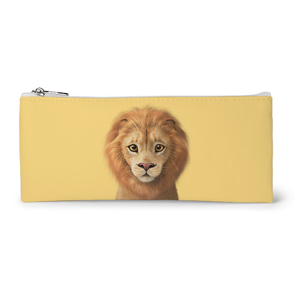 Lager the Lion Leather Flat Pencilcase