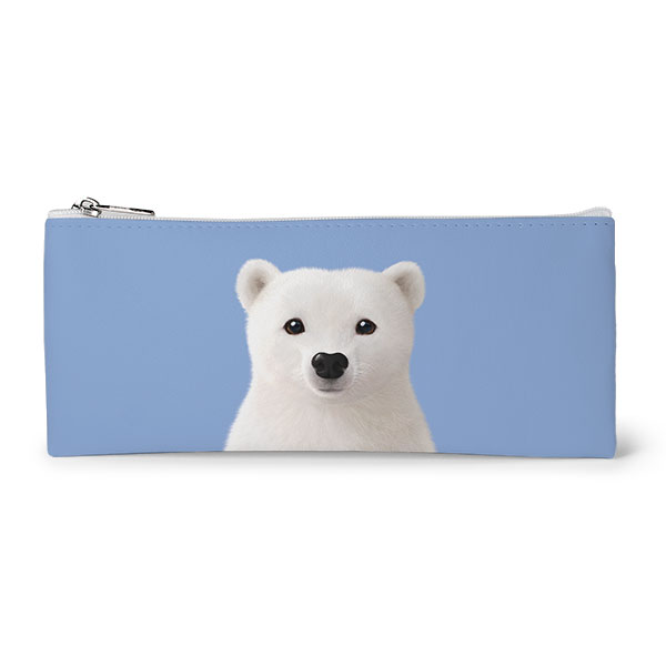 Polar the Polar Bear Leather Flat Pencilcase