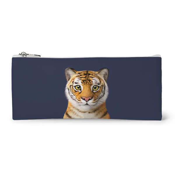 Tigris the Siberian Tiger Leather Flat Pencilcase