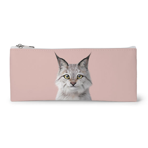 Wendy the Canada Lynx Leather Flat Pencilcase