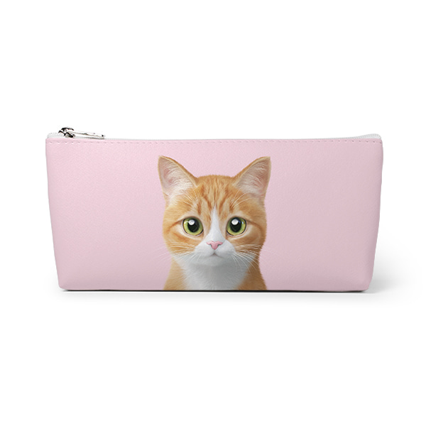 Hobak the Cheese Tabby Leather Triangle Pencilcase