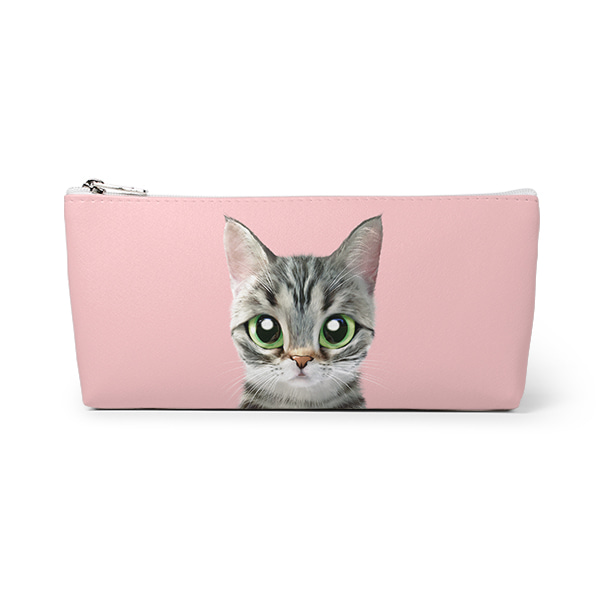 Momo the American shorthair cat Leather Triangle Pencilcase
