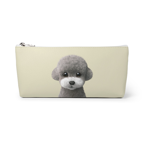 Earlgray the Poodle Leather Triangle Pencilcase