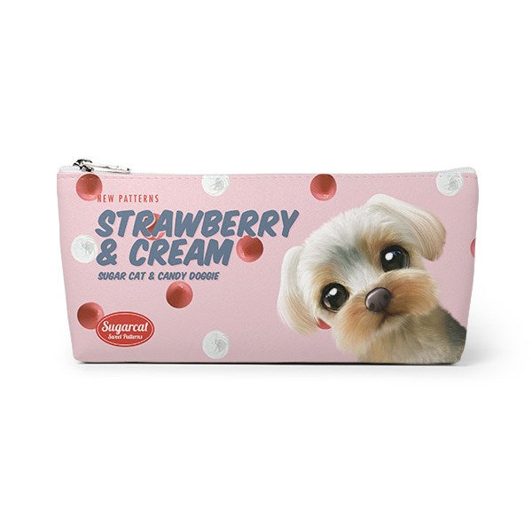 Sarang the Yorkshire Terrier’s Strawberry &amp; Cream New Patterns Leather Triangle Pencilcase