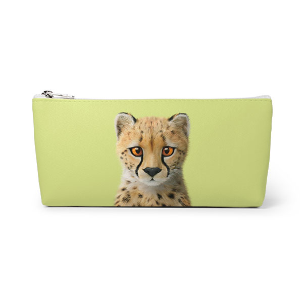 Samantha the Cheetah Leather Triangle Pencilcase