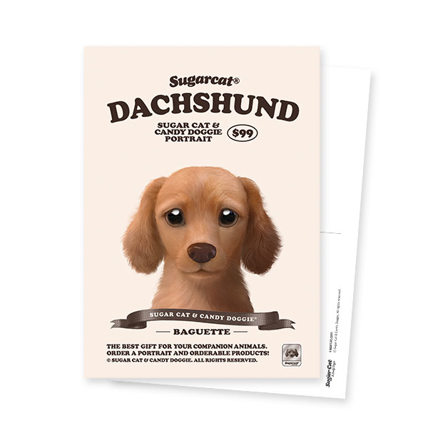 Baguette the Dachshund New Retro Postcard