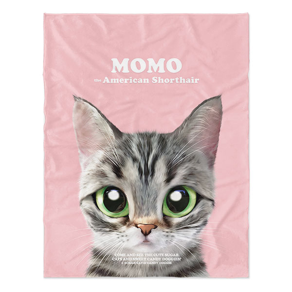 Momo the American shorthair cat Retro Soft Blanket