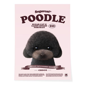Choco the Black Poodle New Retro Art Poster