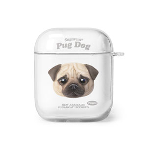 Puggie the Pug Dog TypeFace AirPod Clear Hard Case